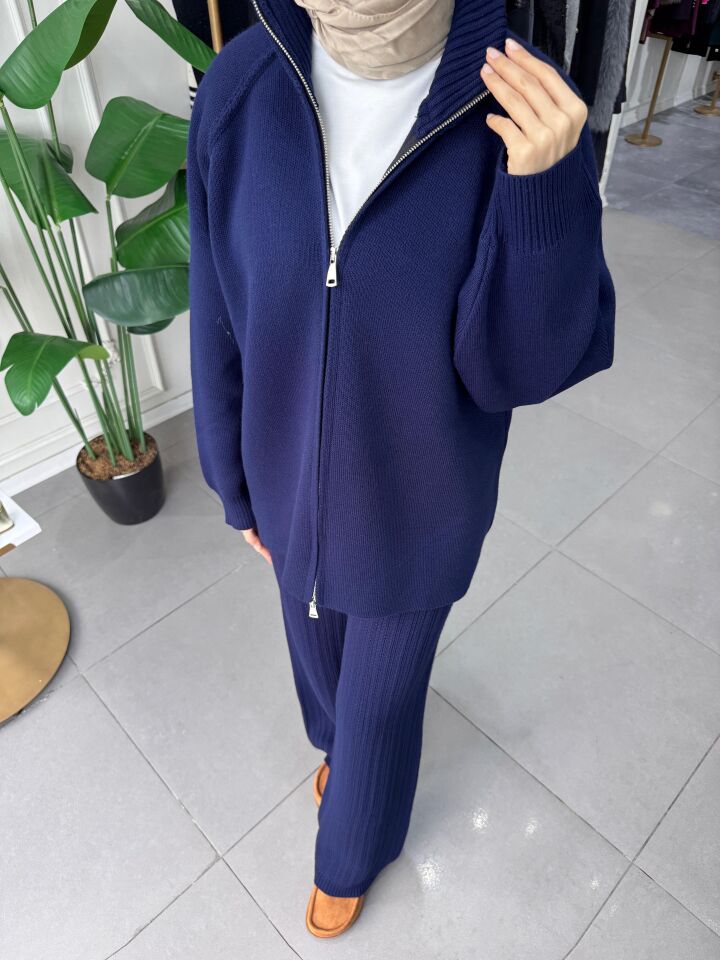 FERMUARLI CEKET LACİVERT