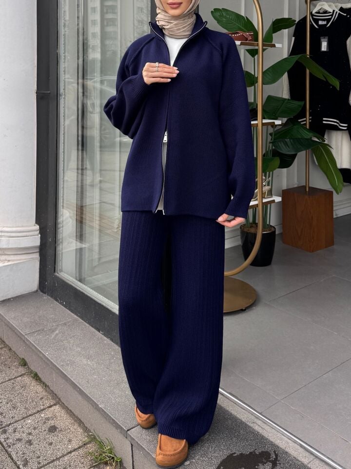 FERMUARLI CEKET LACİVERT