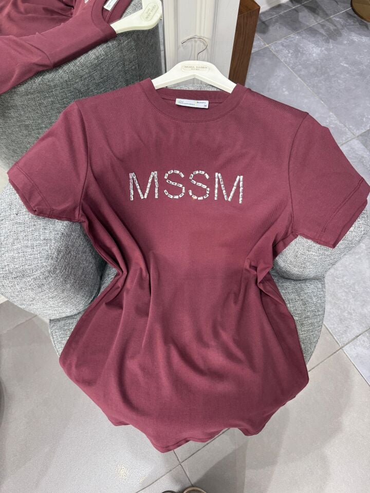 MSSM TAŞLI TİŞÖRT BORDO