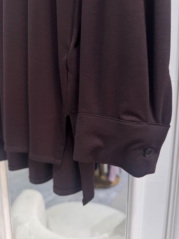 POLO YAKA TRİL BLUZ KAHVERENGİ