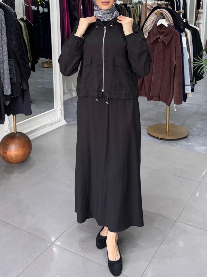 CEP DETAYLI ETEKLİ TAKIM SİYAH