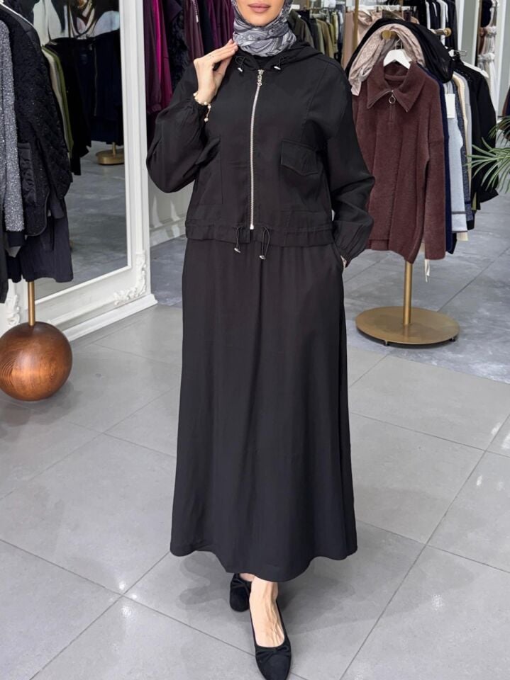 CEP DETAYLI ETEKLİ TAKIM SİYAH