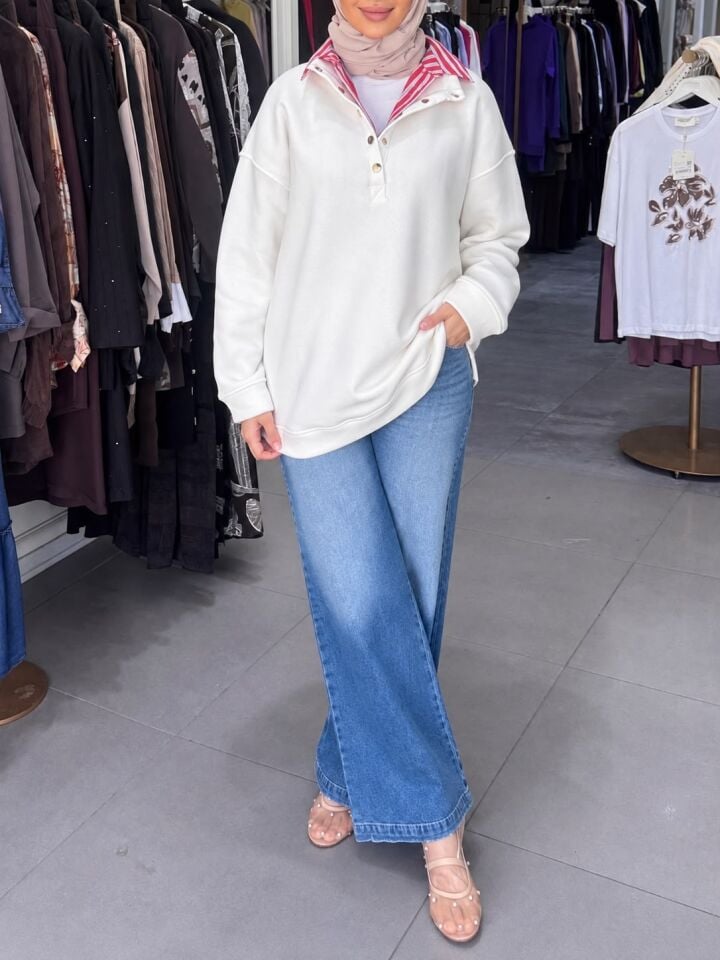 ÇITÇIT DİK YAKA SWEAT EKRU