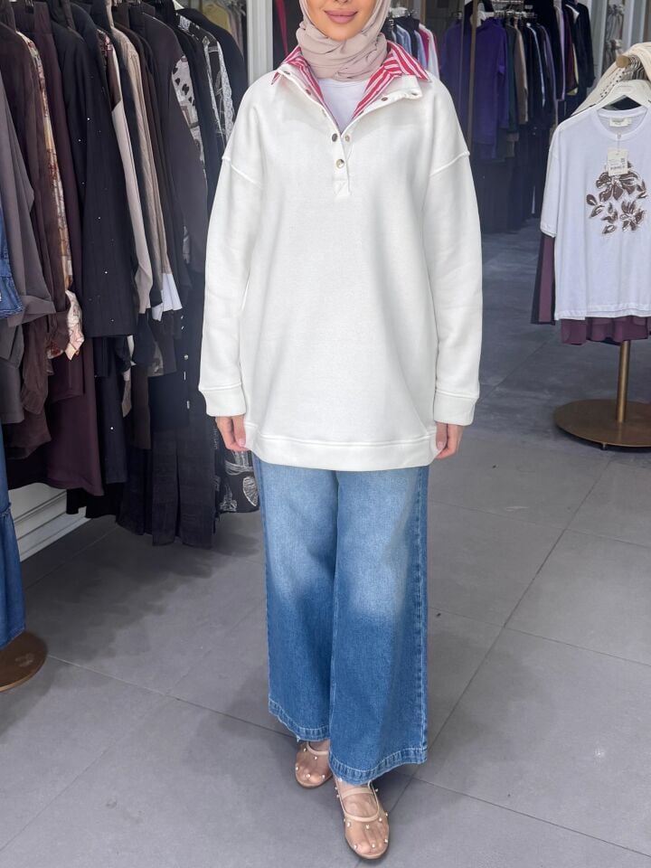 ÇITÇIT DİK YAKA SWEAT EKRU