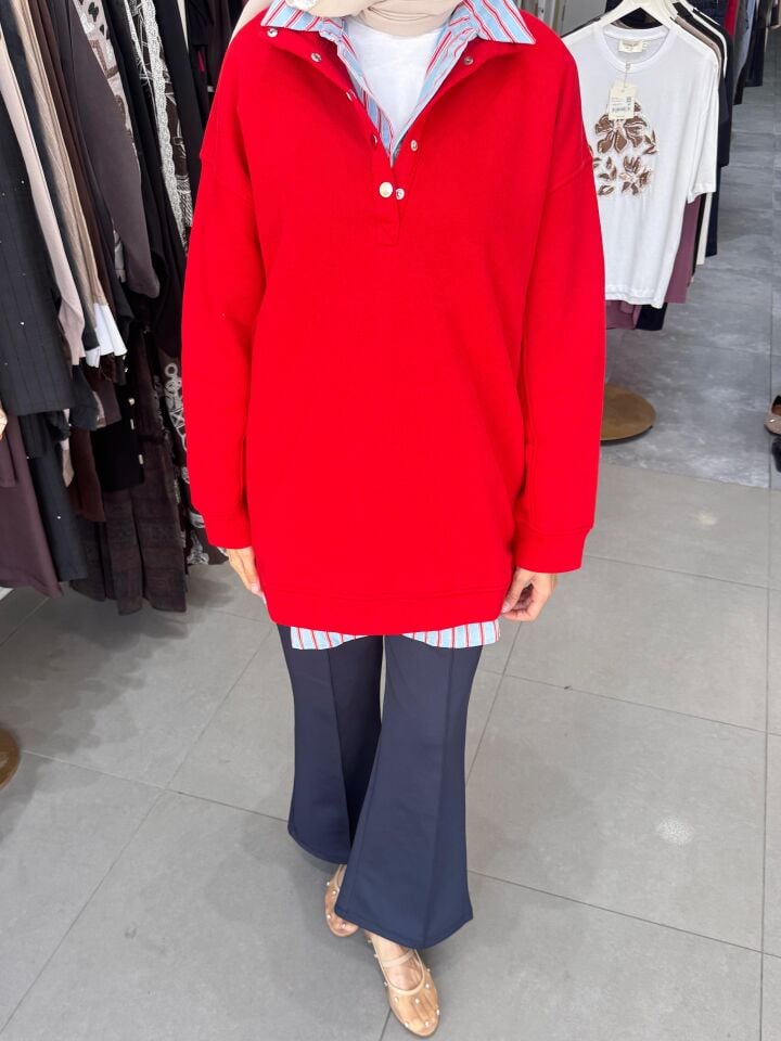 ÇITÇIT DİK YAKA SWEAT KIRMIZI
