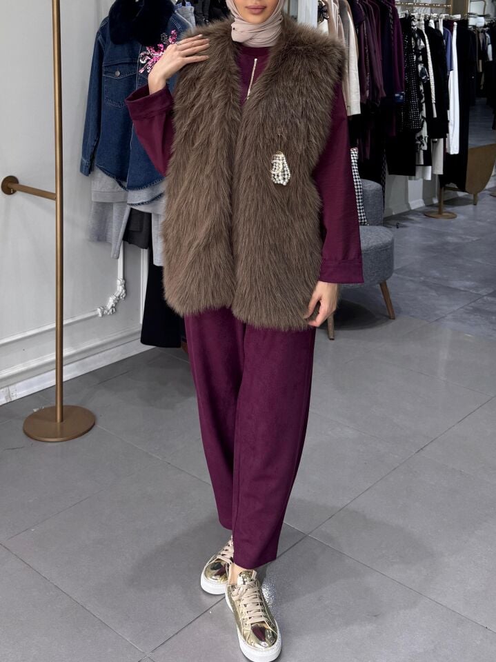 LADY KÜRK YELEK  KAHVE