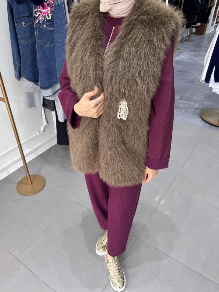 LADY KÜRK YELEK  KAHVE