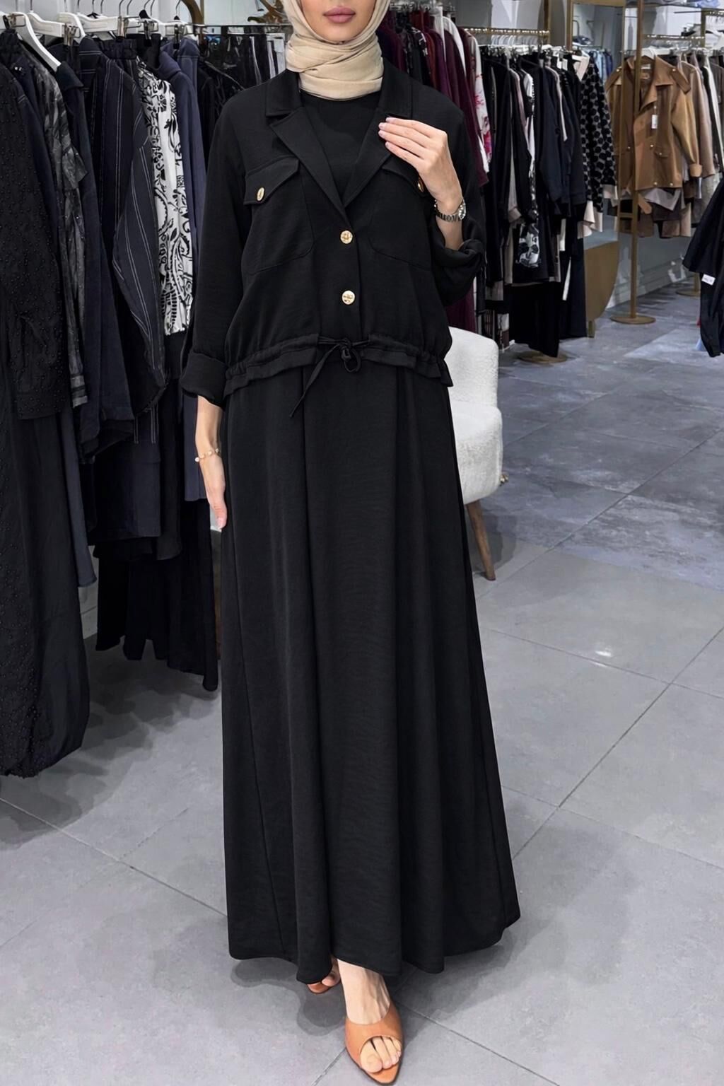 CEKET ELBİSELİ SAPPHIRE TAKIM SİYAH