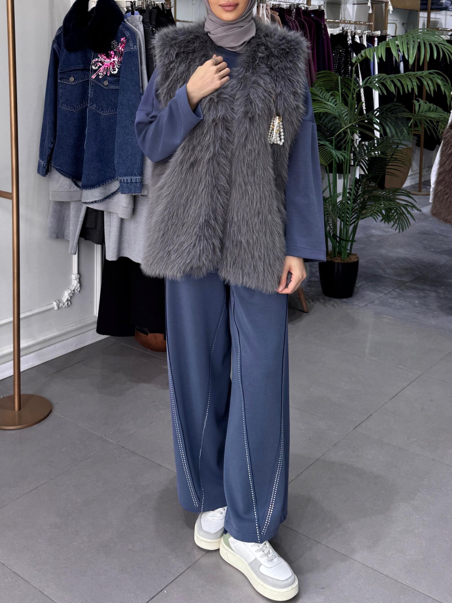 LADY KÜRK YELEK GRİ