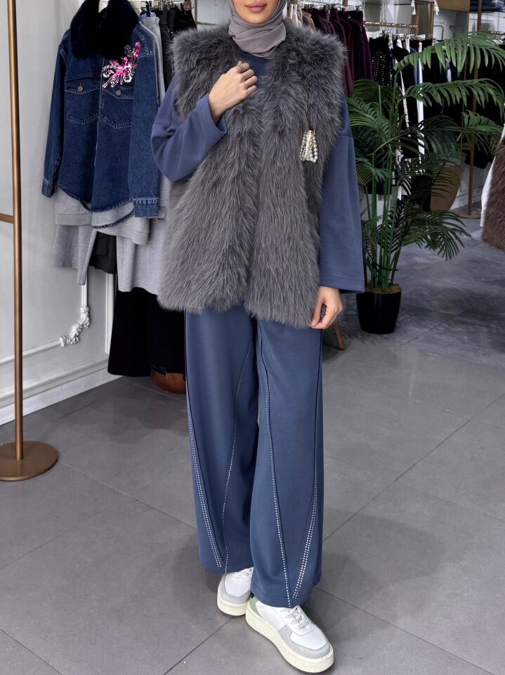 LADY KÜRK YELEK GRİ