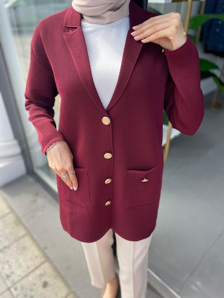 TRİKO CEKET BORDO