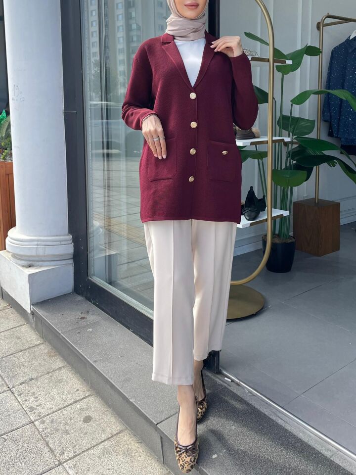 TRİKO CEKET BORDO