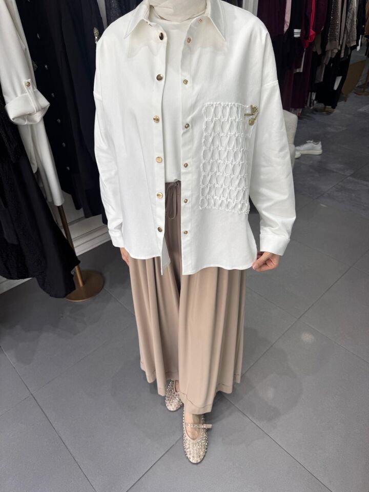 FİLE DETAYLI NEPTÜN GÖMLEK EKRU