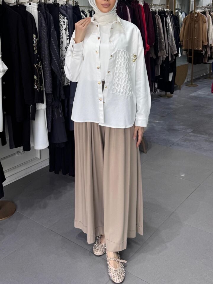 FİLE DETAYLI NEPTÜN GÖMLEK EKRU