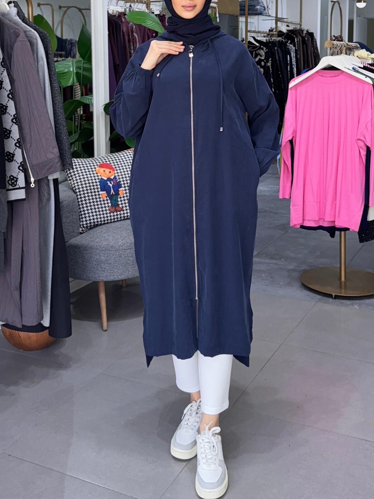 YIRTMAÇLI FERMUARLI KAP  LACİVERT