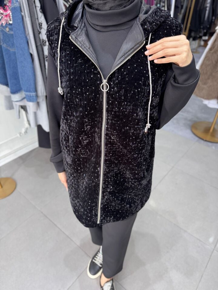 KADİFE YELEK  SİYAH