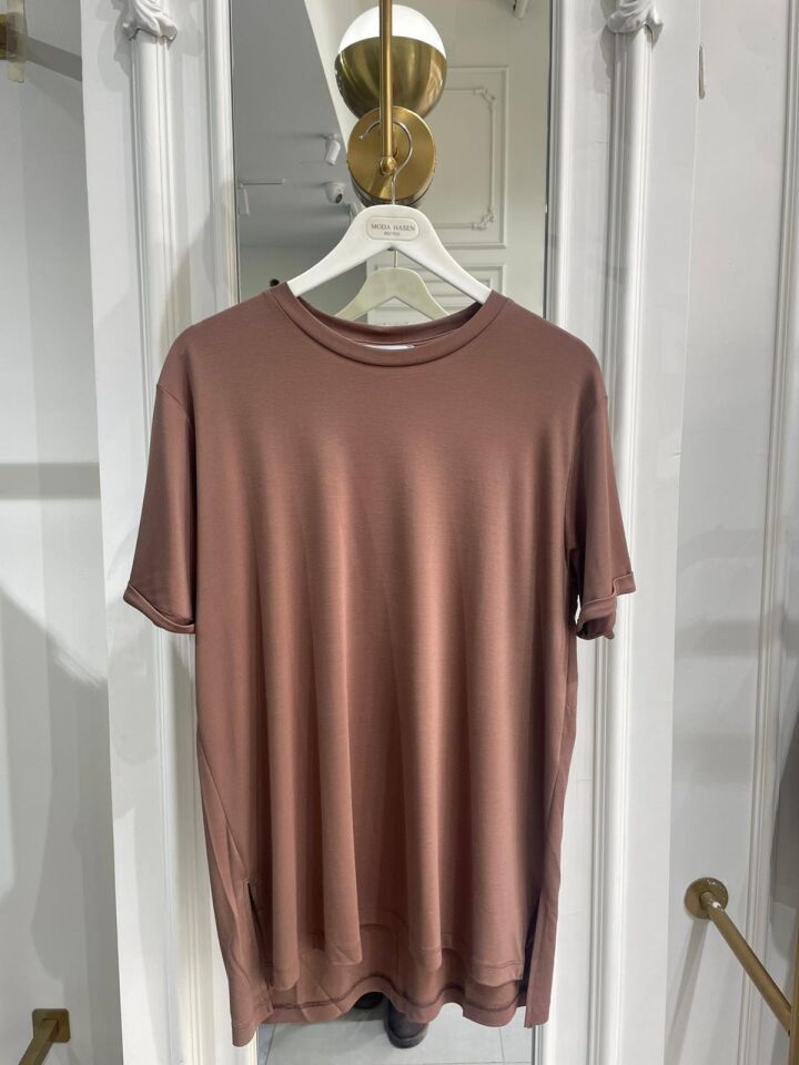 KISA KOLLU BAMBU BLUZ KAHVE