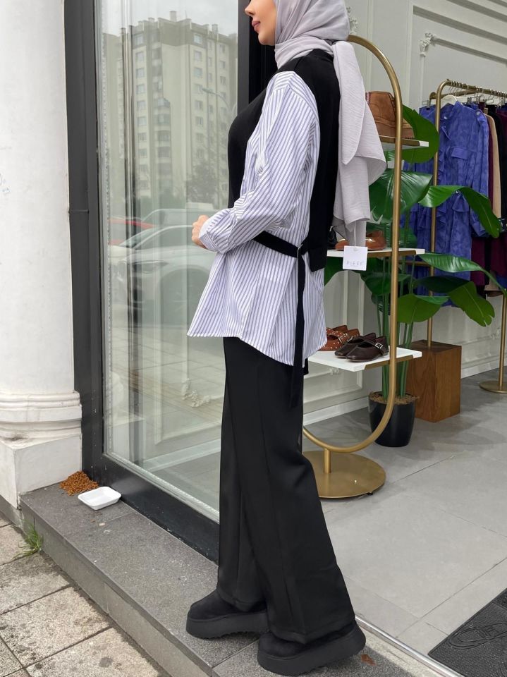 GARNİLİ KUŞAKLI SWEAT SİYAH