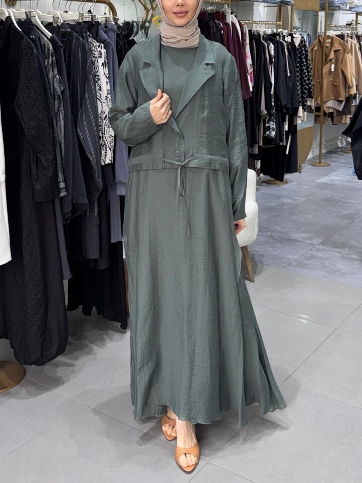 BOLEROLU KOLSUZ ELBİSE YEŞİL