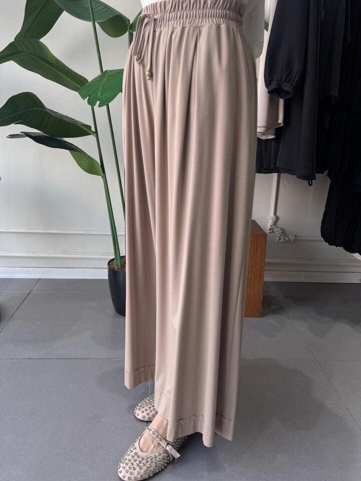 TİRİL BOL PAÇA PANTOLON BEJ
