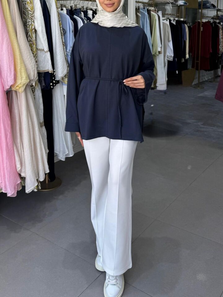 DİKİŞ DETAYLI YIRTMAÇLI SWEAT LACİVERT