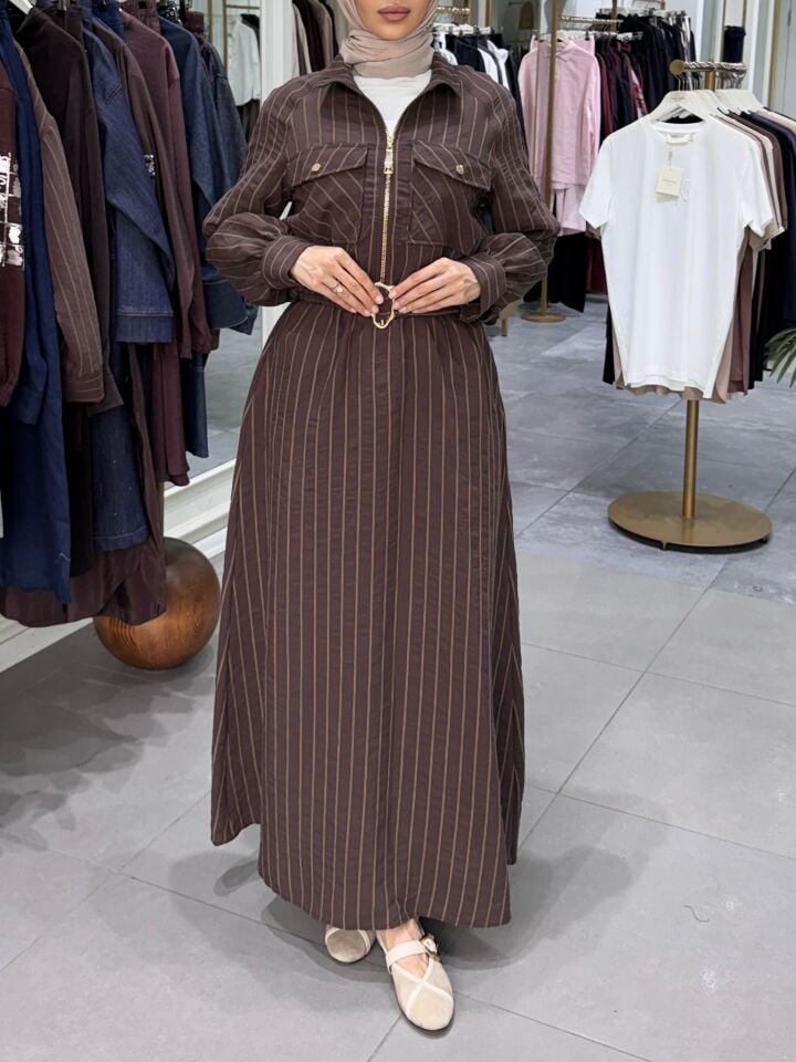 Chic Line Elbise KAHVERENGİ