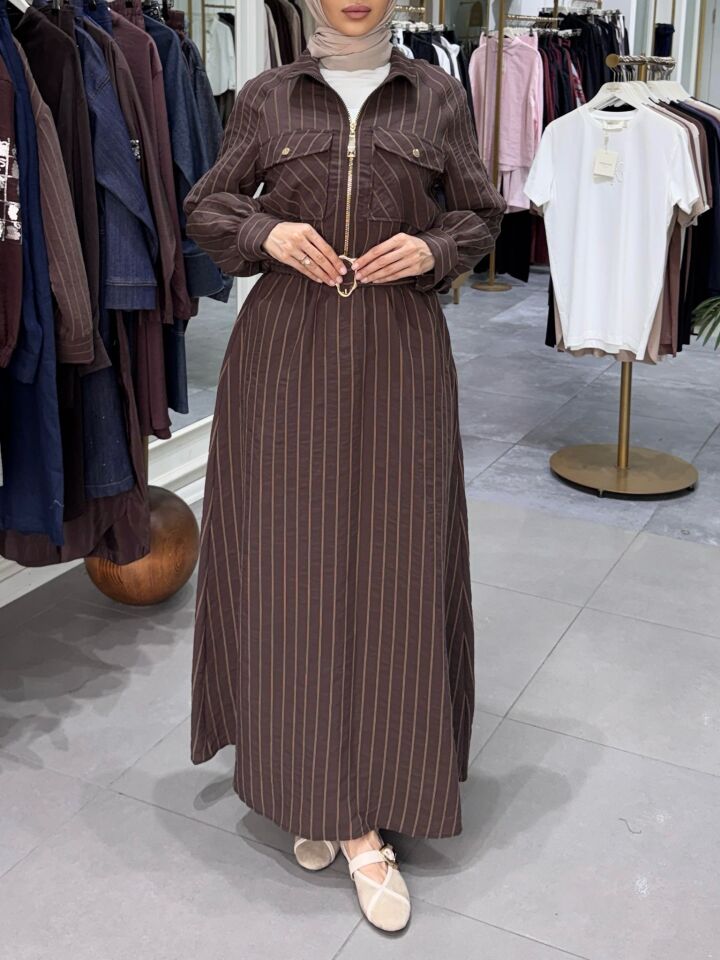 Chic Line Elbise KAHVERENGİ