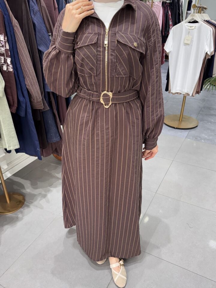 Chic Line Elbise KAHVERENGİ