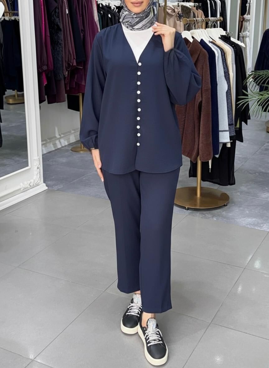 BELİ LASTİKLİ PANTOLON LACİVERT