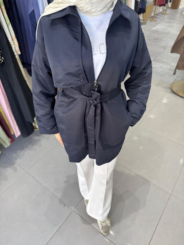 ALLER DETAYLI FERMUARLI CEKET  LACİVERT