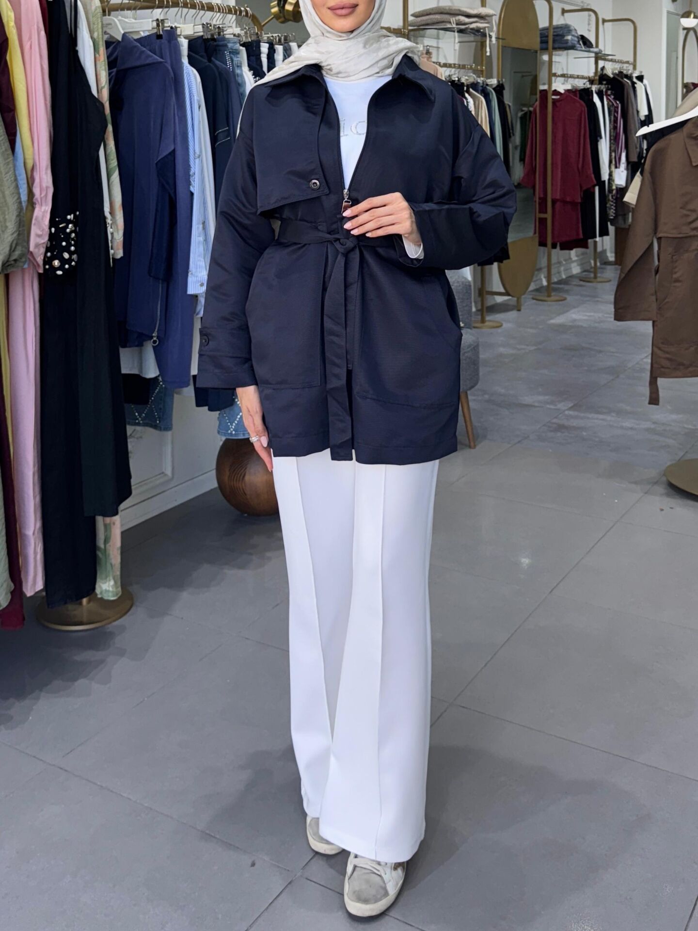 ALLER DETAYLI FERMUARLI CEKET  LACİVERT