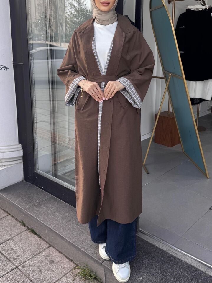 EKOSE ASTARLI TRENÇKOT KAHVERENGİ