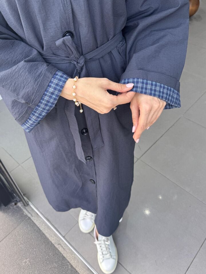 EKOSE ASTARLI TRENÇKOT LACİVERT