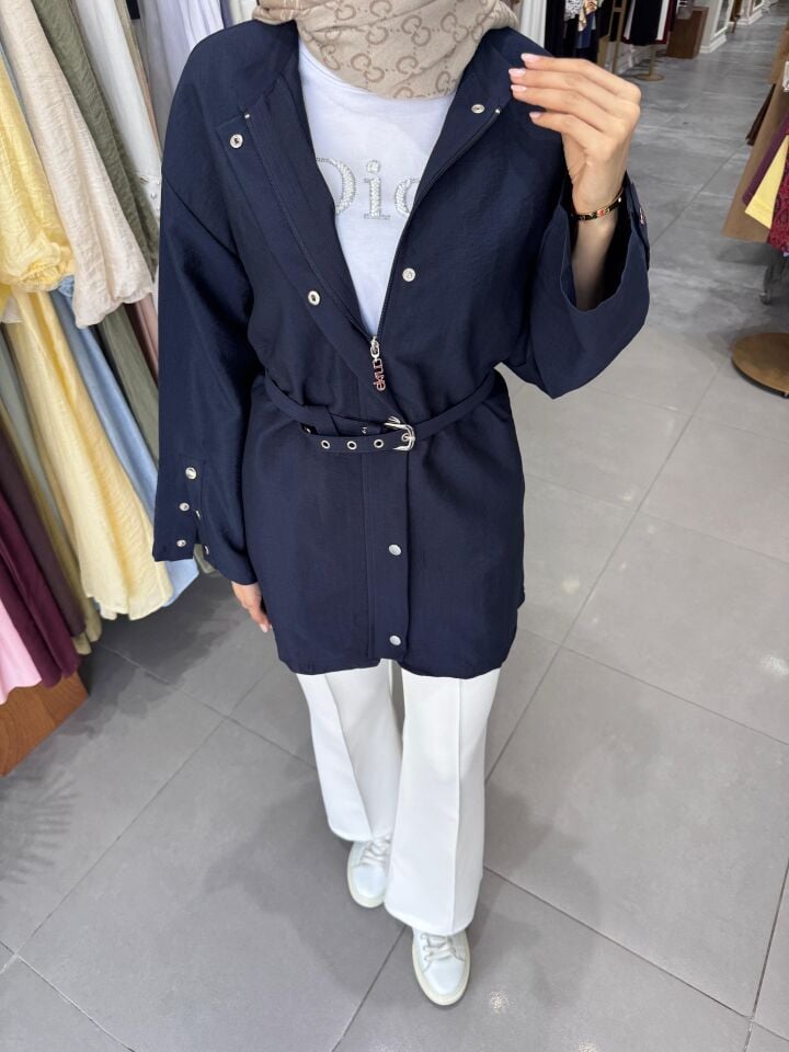 ÇIT ÇIT KEMERLİ CEKET  LACİVERT