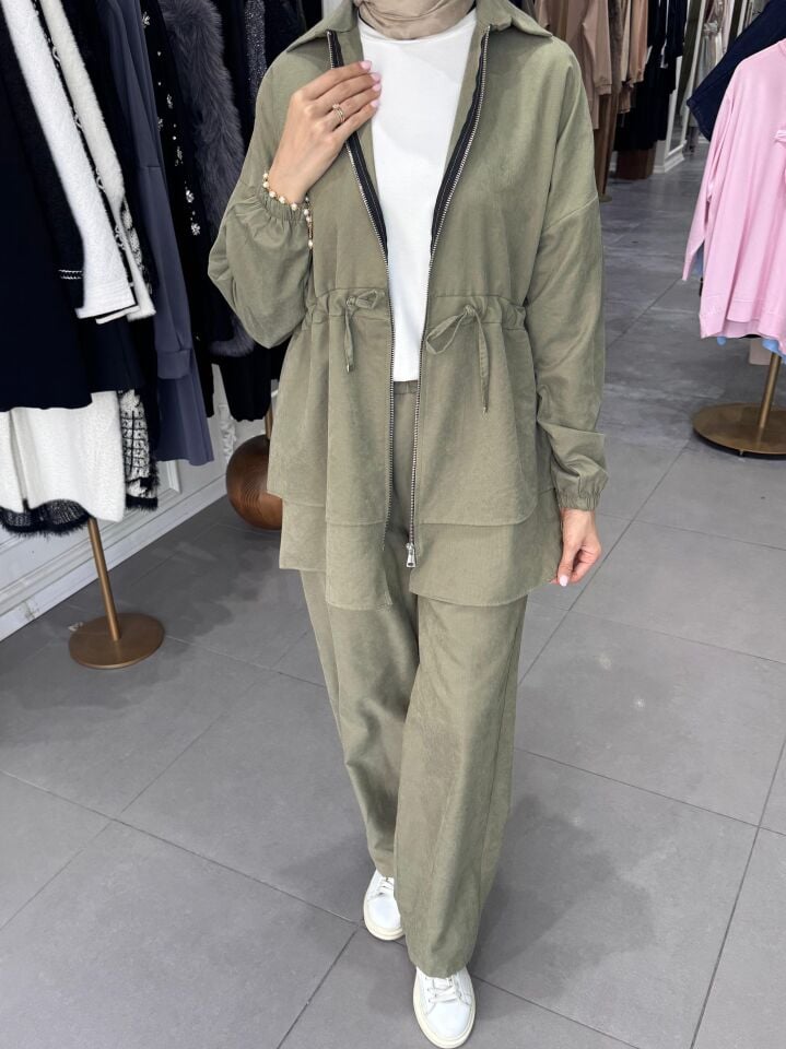 BEL BÜZGÜ DETAY TAKIM YEŞİL