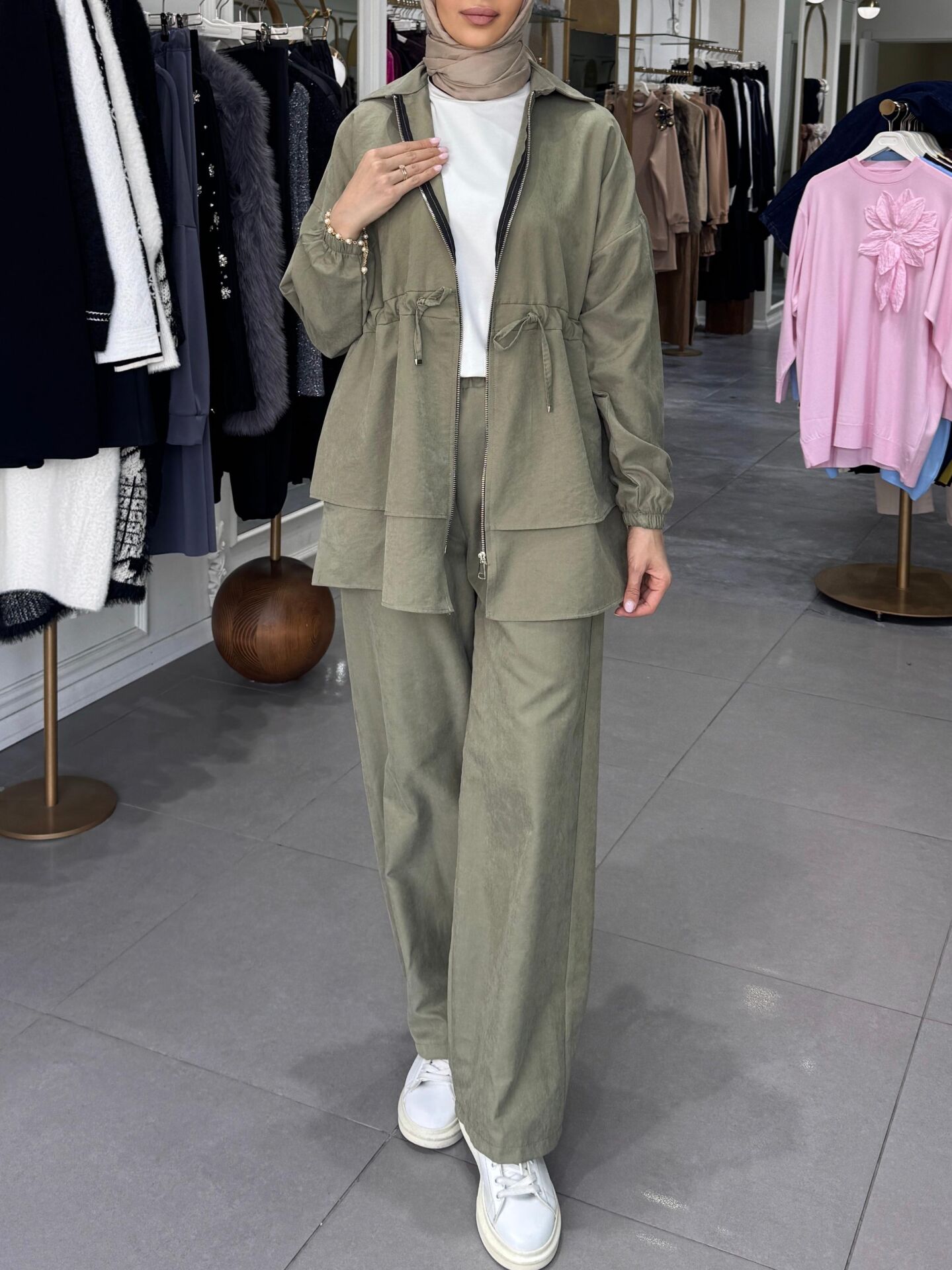 BEL BÜZGÜ DETAY TAKIM YEŞİL