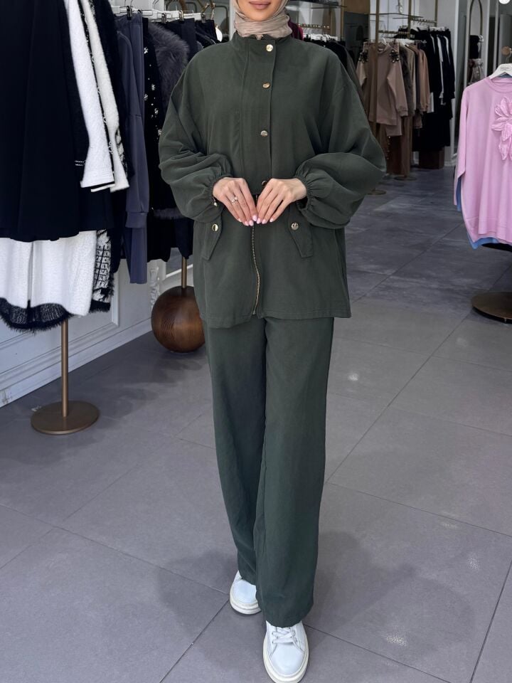 GOLD DÜĞME BOMBER TAKIM YEŞİL