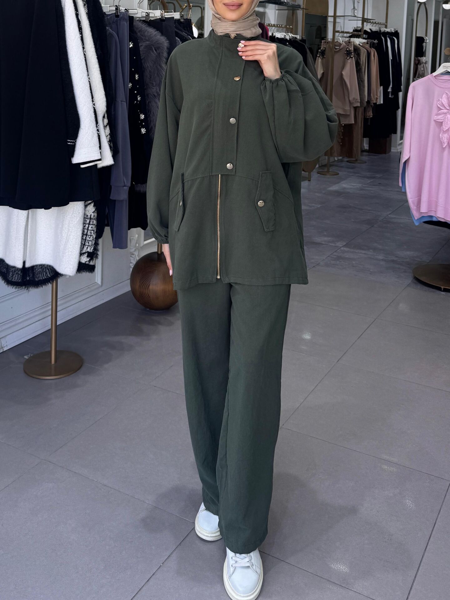 GOLD DÜĞME BOMBER TAKIM YEŞİL