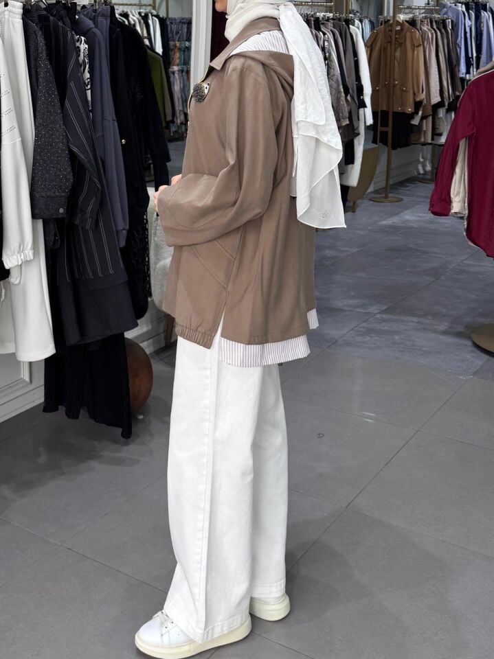 GHİSA KİRPİ AKSESUARLI CEKET KAHVE