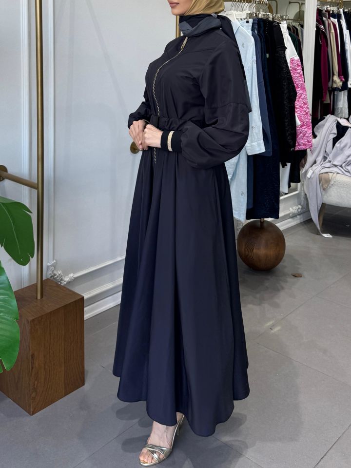 SHİNY ZIPPER ELBİSE SİYAH