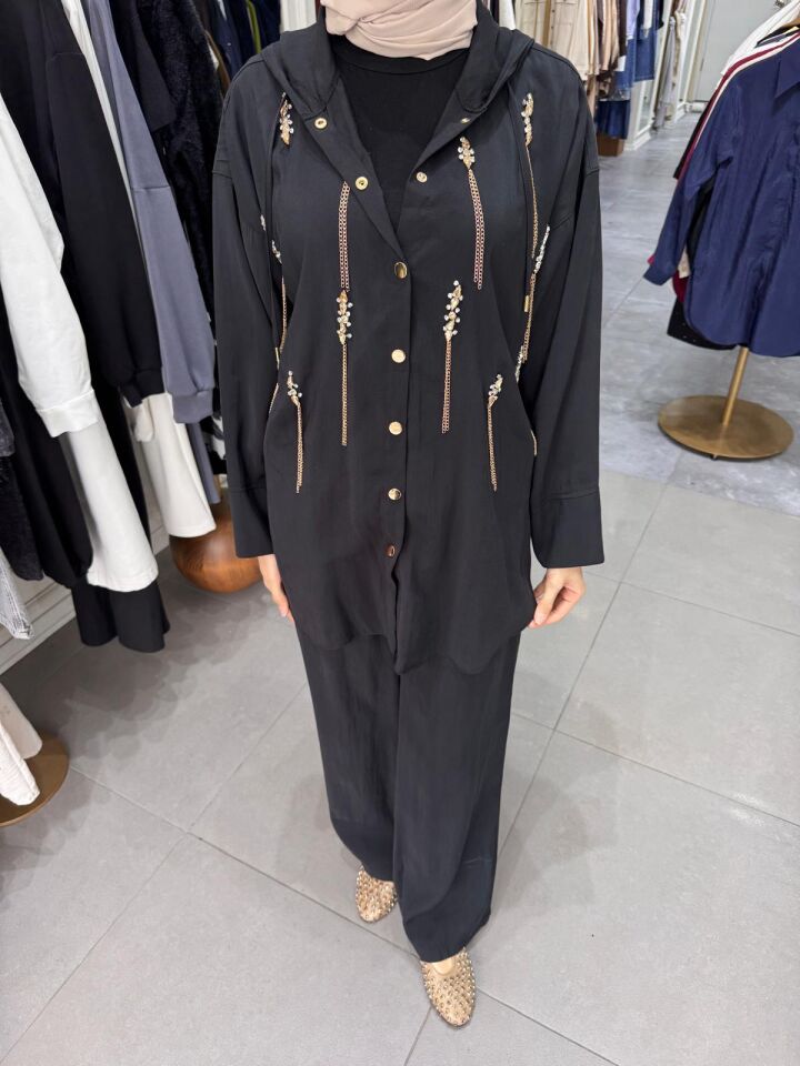 CRISTALLO KAPÜŞONLU TAKIM SİYAH