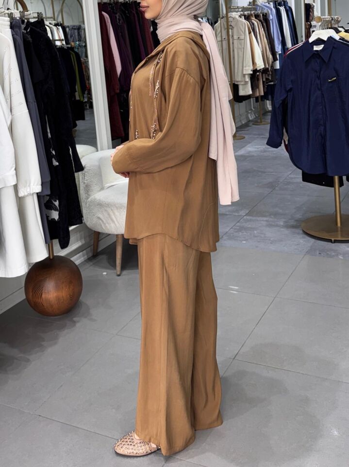 CRISTALLO KAPÜŞONLU TAKIM CAMEL