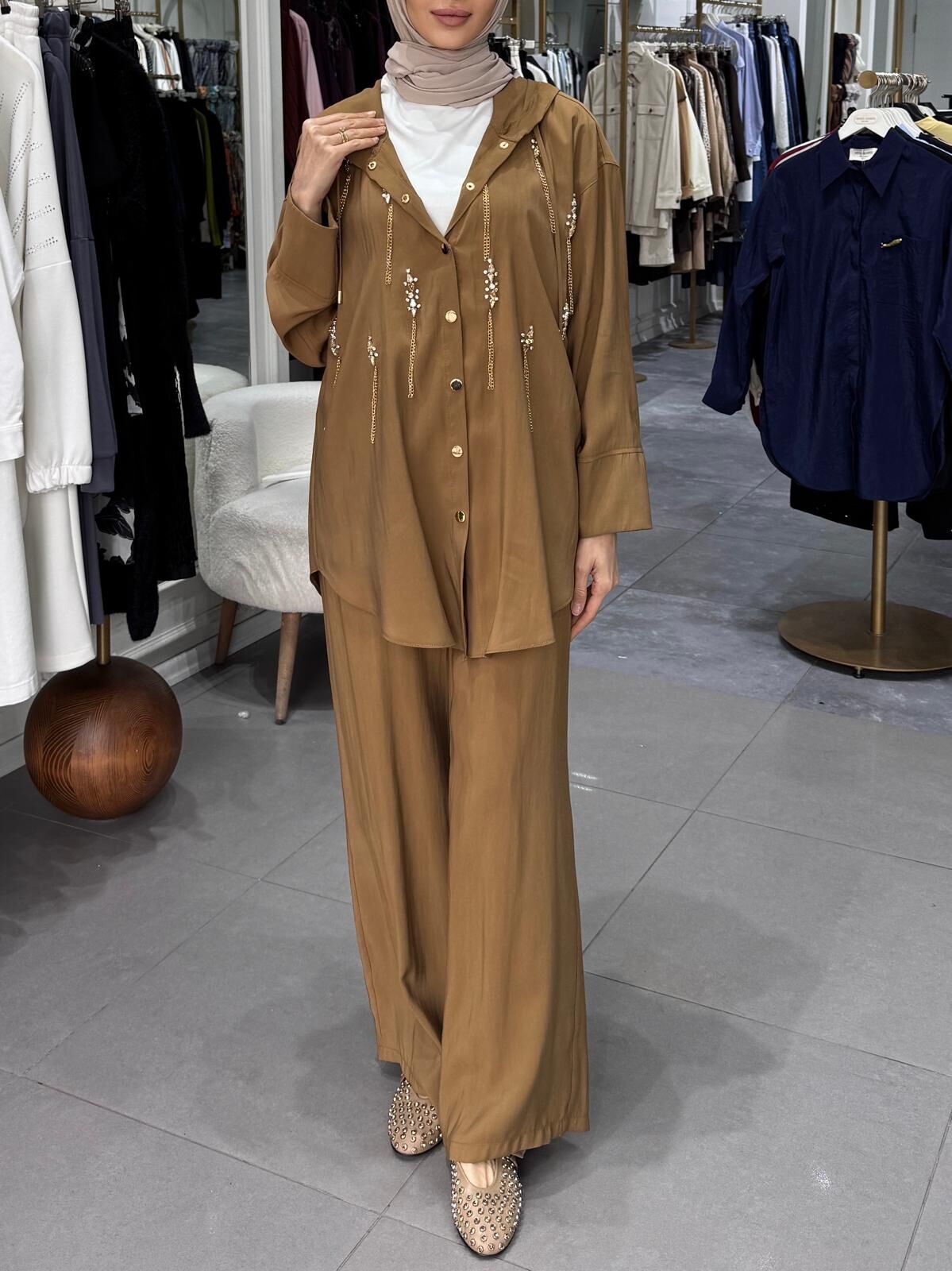 CRISTALLO KAPÜŞONLU TAKIM CAMEL