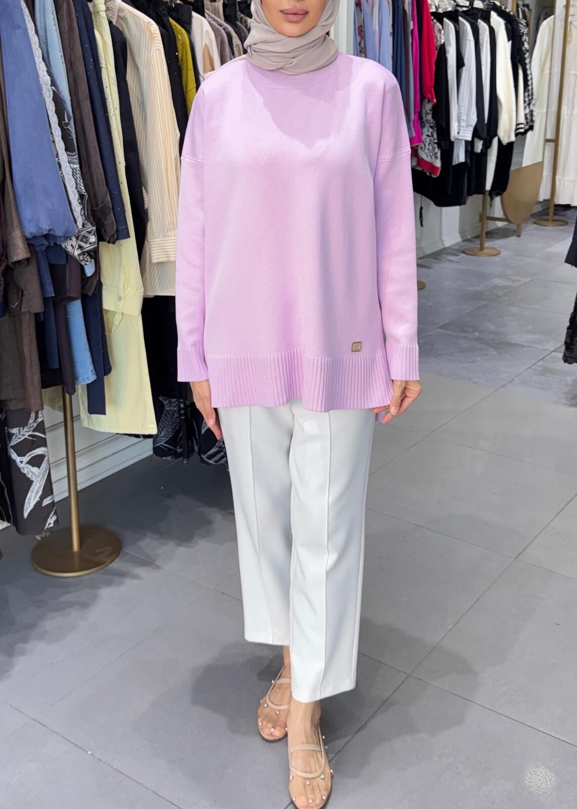 BASIC TRİKO SWEATSHIRT PEMBE