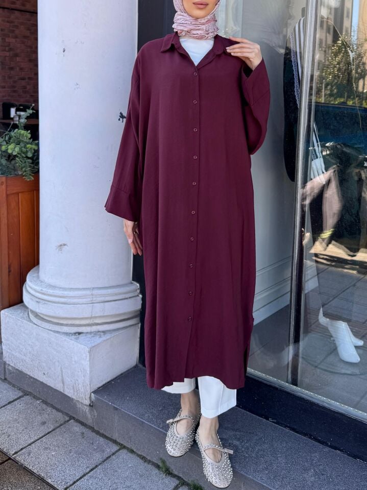 TENCEL GÖMLEK BORDO