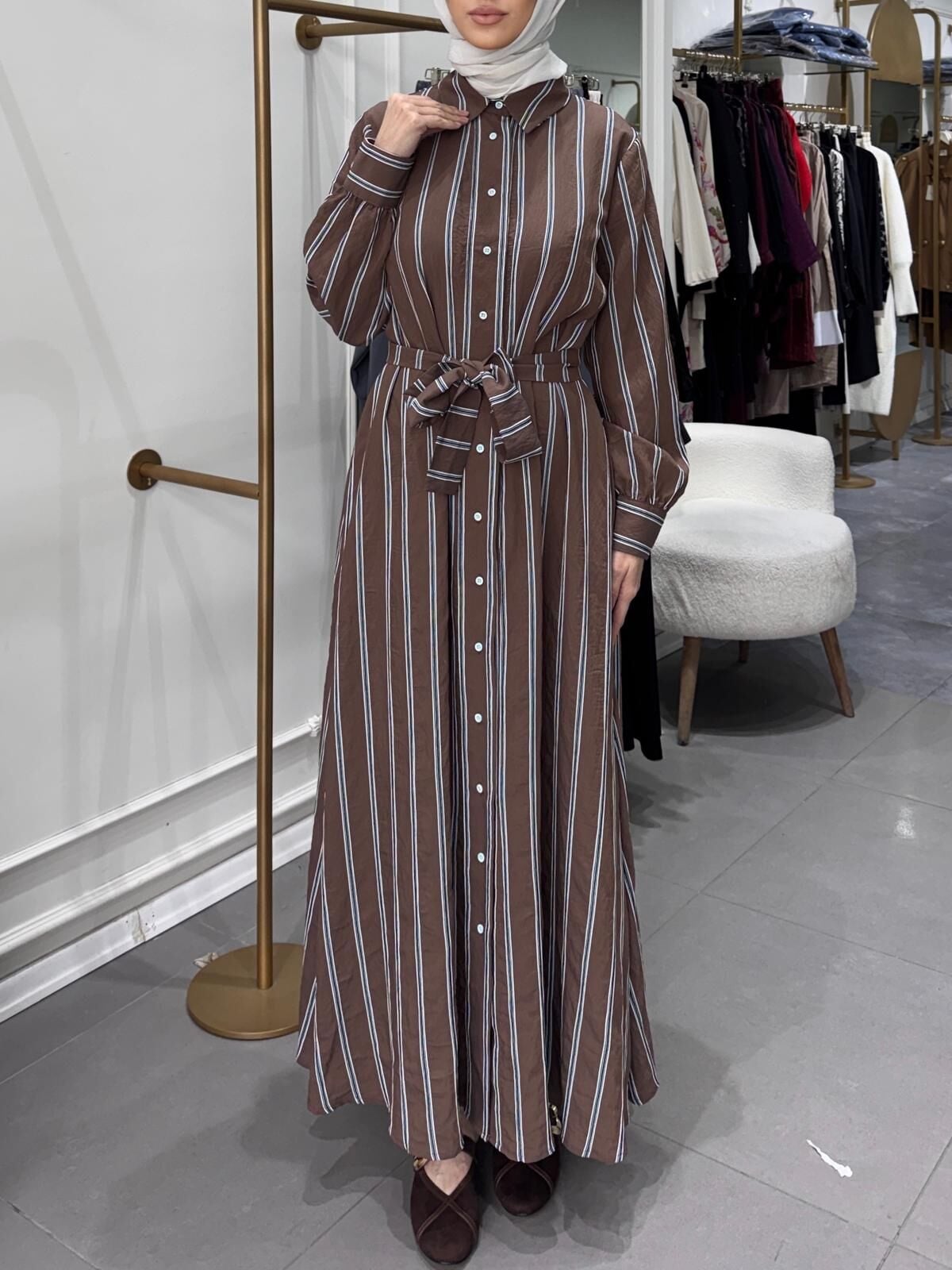 ELYA ÇİZGİLİ ELBİSE