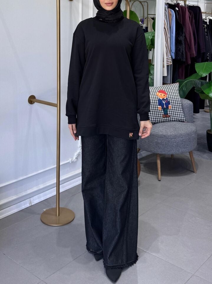 BASİC PAMUKLU SWEAT SİYAH