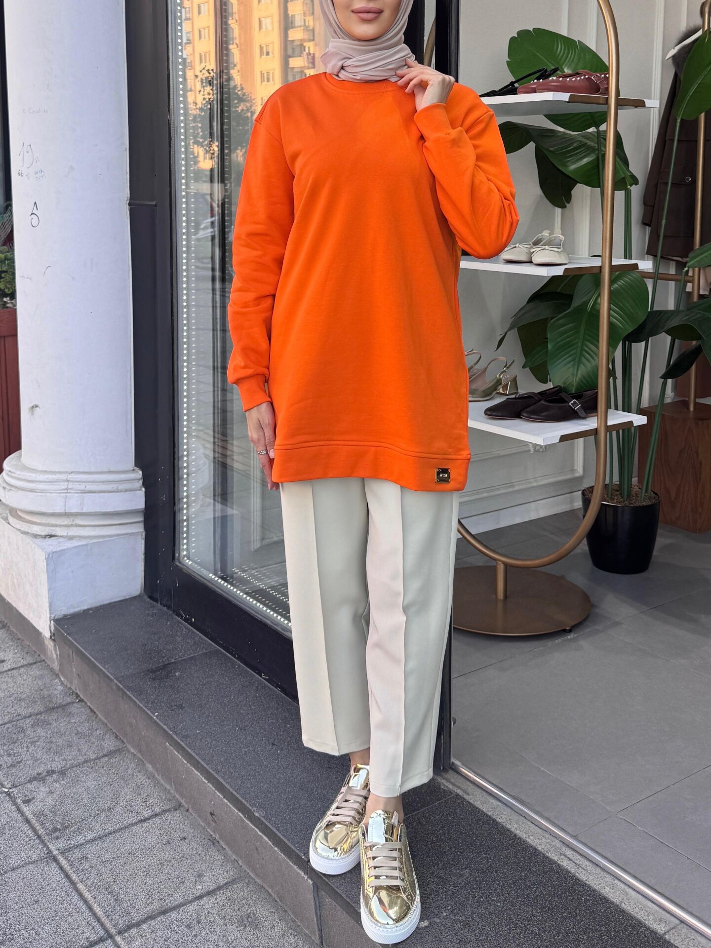 BASİC PAMUKLU SWEAT TURUNCU