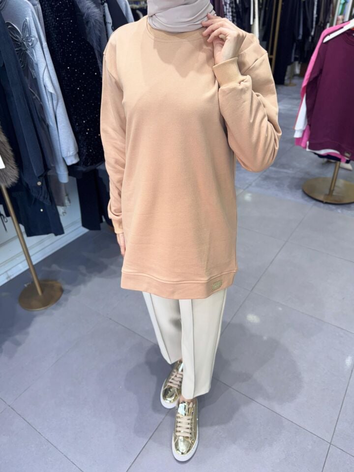 BASİC PAMUKLU SWEAT BEJ