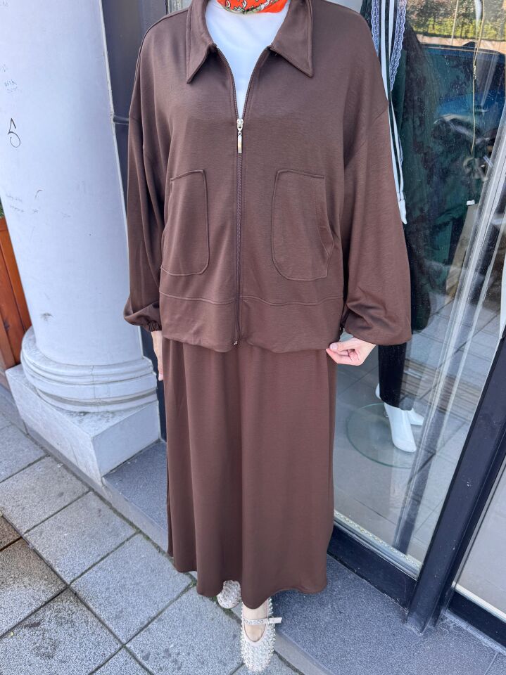 ÇITÇITLI ETEKLİ TAKIM KAHVERENGİ